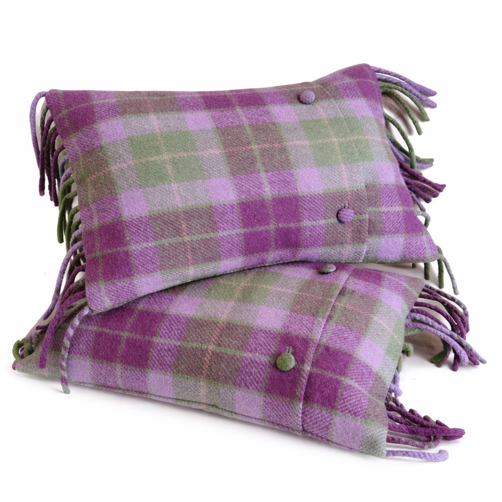 Ralph‎ Lauren Home Whittington Plaid Wool Pillows Pair Fringe Tartan